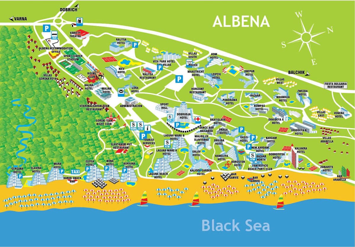 kaart albena, Bulgaaria