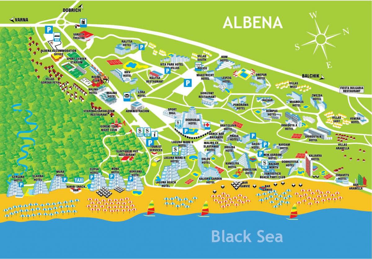 kaart albena, Bulgaaria