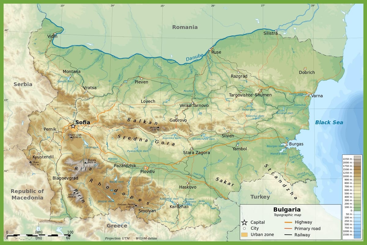 Bulgaaria topograafiline kaart