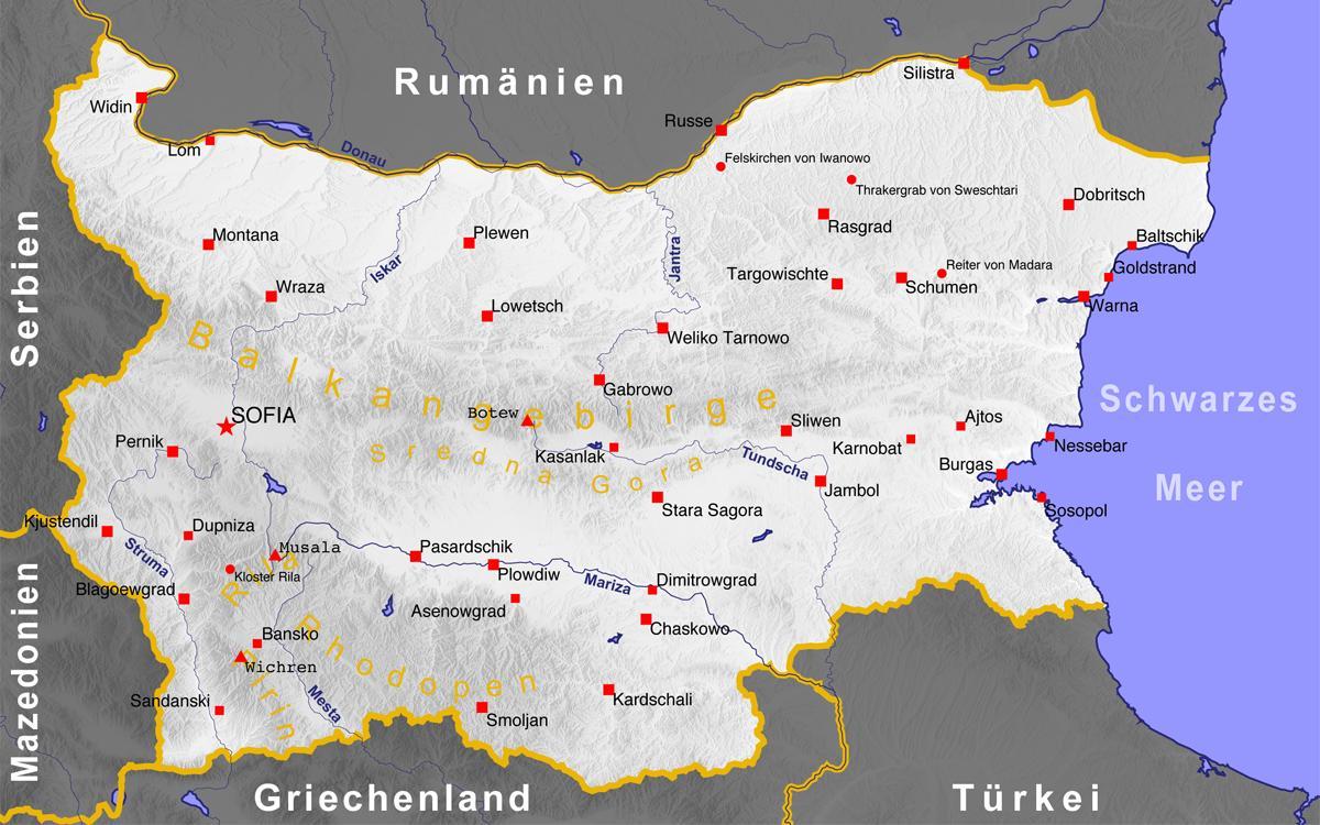 Bulgaaria linnad kaardil