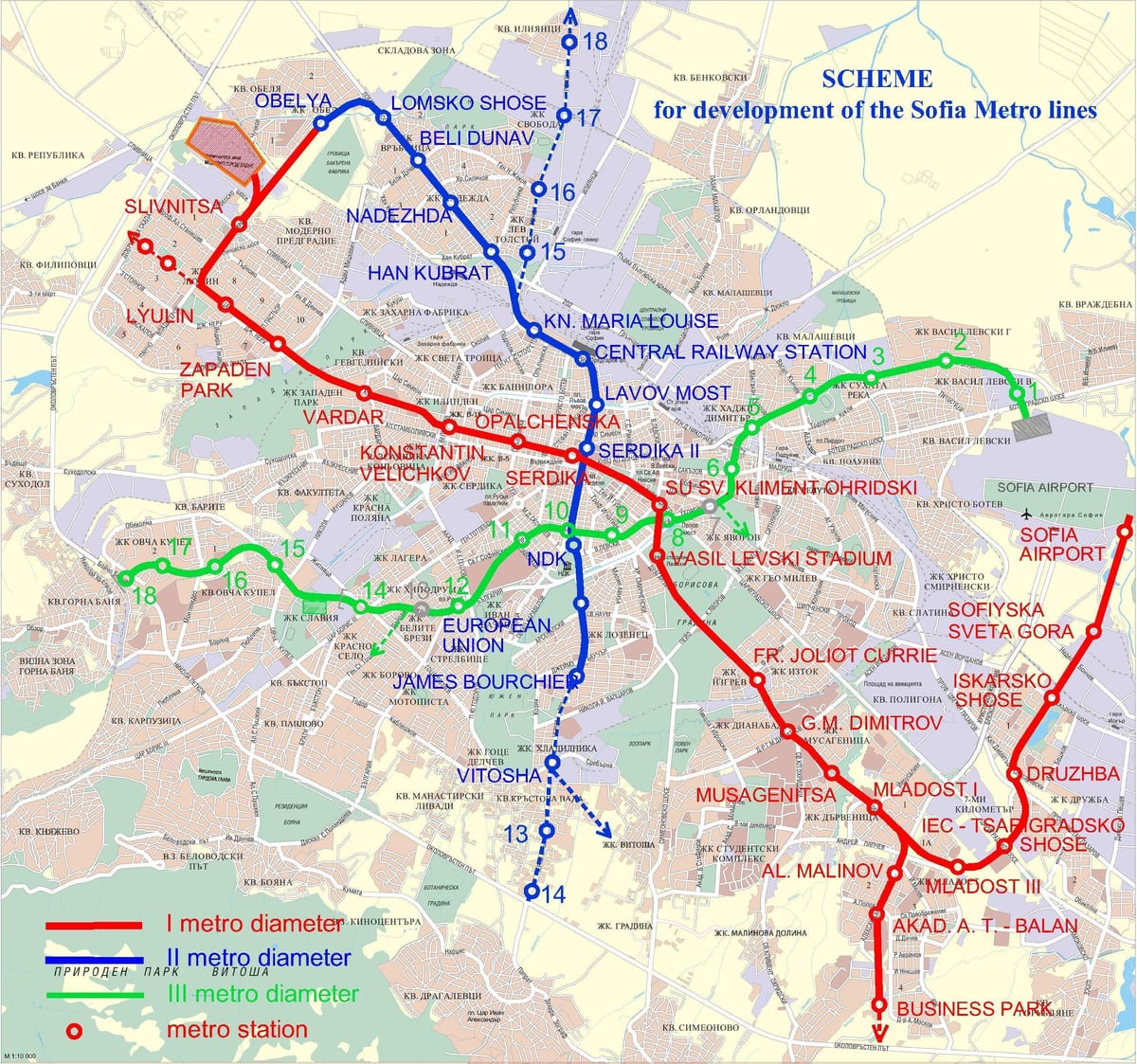 kaart Bulgaaria metro