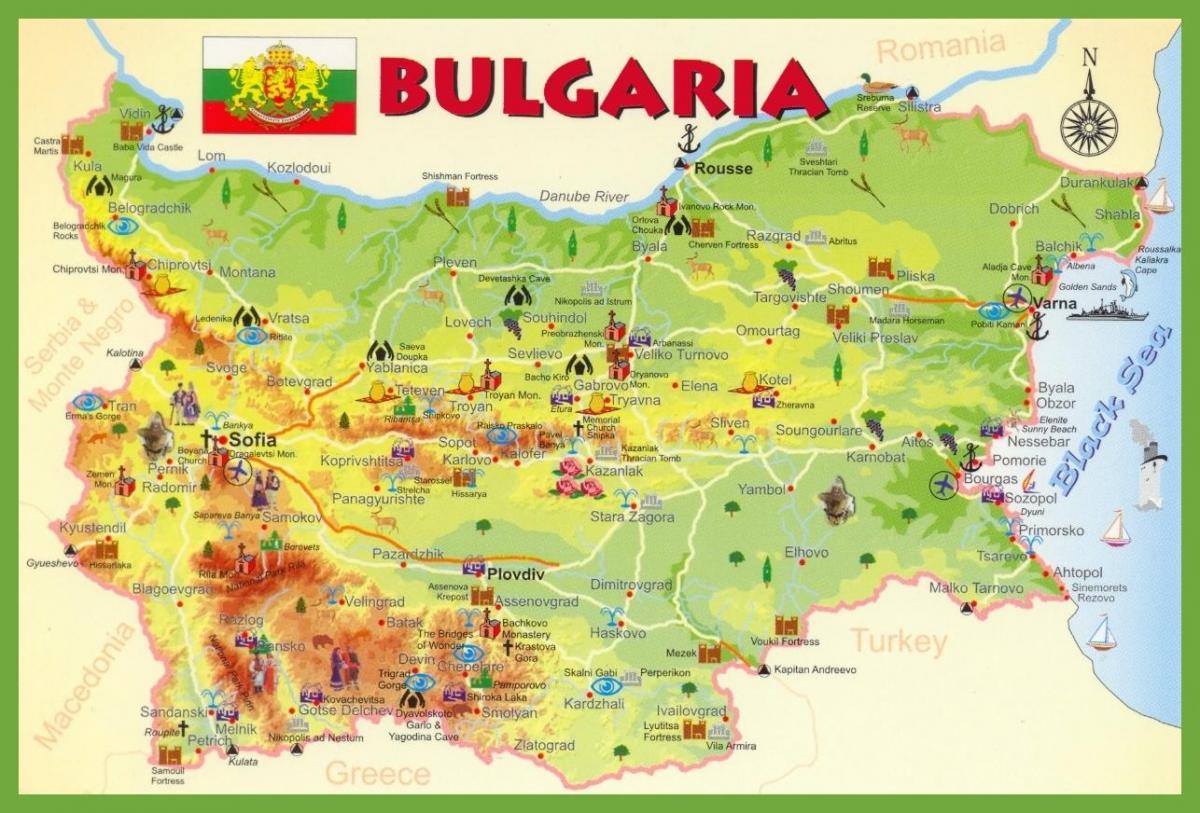 Bulgaaria vaatamisväärsusi kaardil