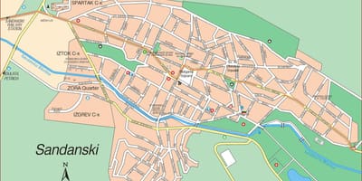 Kaart sandanski, Bulgaaria